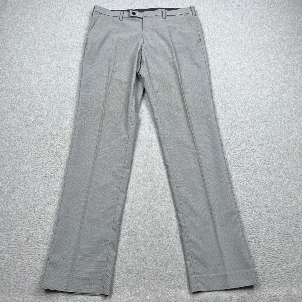 Uniqlo Kando Pants Mens‎ 33x34 Gray Houndstooth Slim Fit Lightweight Trousers